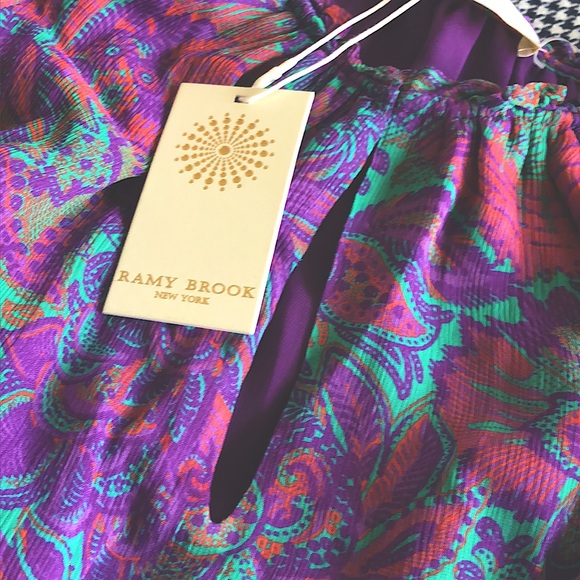 NWT Boho Ramy Brook Chiffon Dresses Rosanna Printed Long-Sleeve Mini Dress - Picture 8 of 10